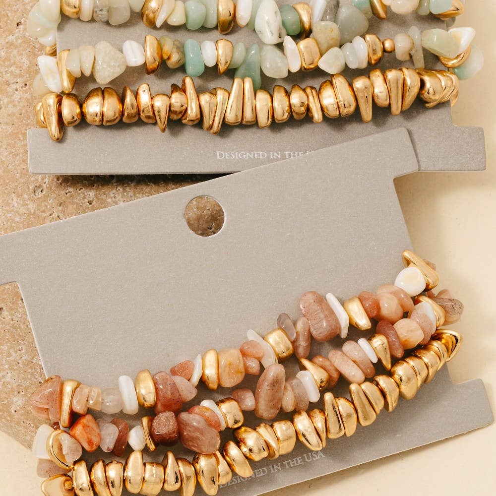 Assorted Semi Precious Stone Bead Bracelet Set: GPK