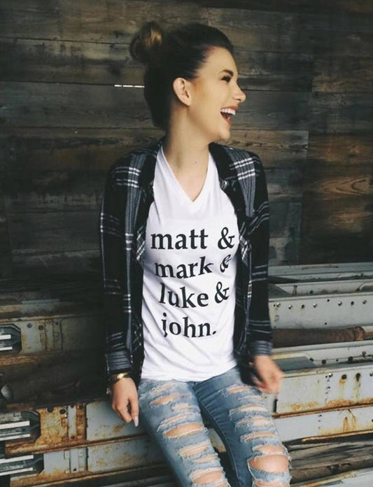 Matt, Mark, Luke & John V Neck Tee