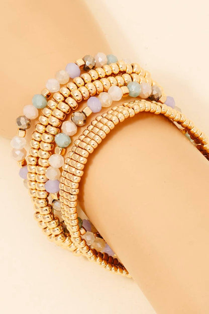 Metallic And Faceted Beaded Bracelet Set: LBRWGD