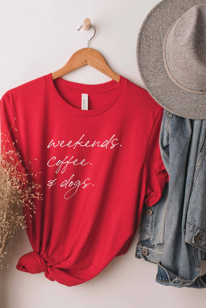 WEEKENDS COFFEE AND DOGS Graphic T-Shirt: BLACK / L