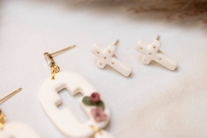 Beaded Cross Studs
