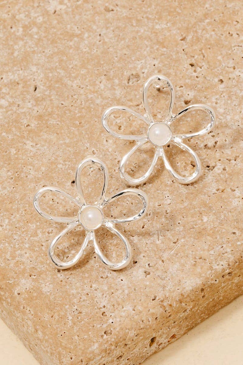Pearl Studded Flower Stud Drop Earrings: CRMGD