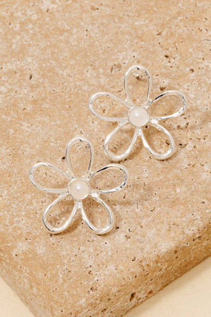 Pearl Studded Flower Stud Drop Earrings: CRMGD