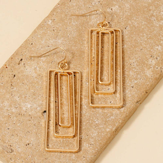 Layered Rectangle Dangle Earrings: GD