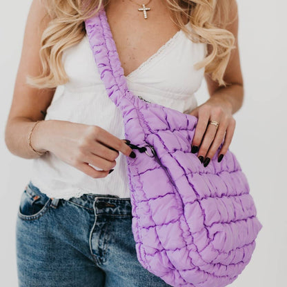 Carmen Quilted Hobo Tote Bag: Lilac