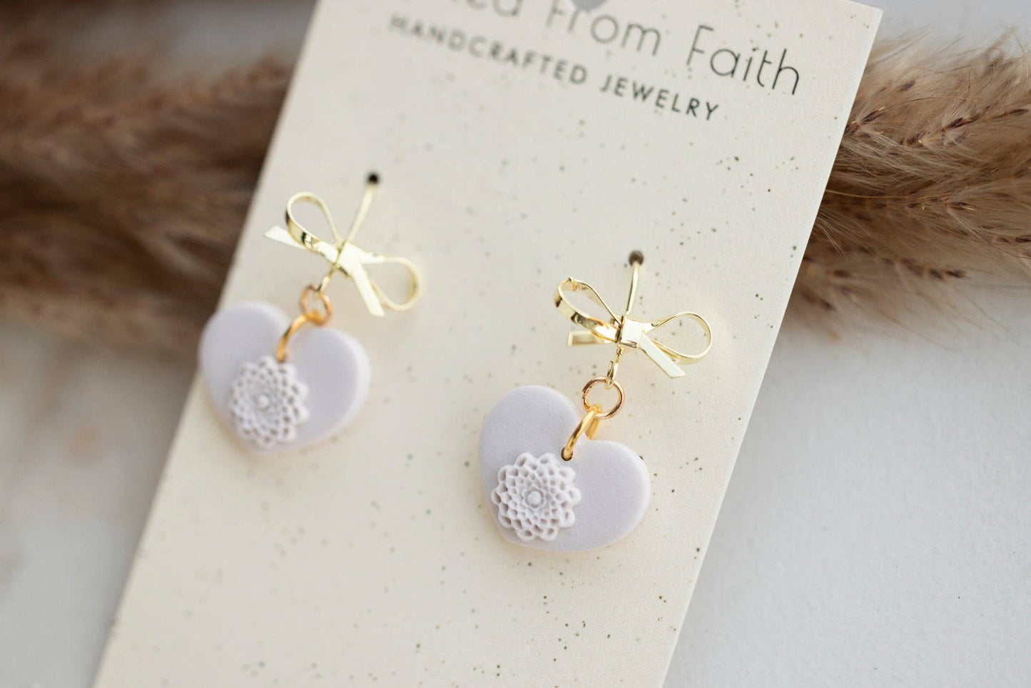 Minimalist Bow Heart Dangles: Love Bird
