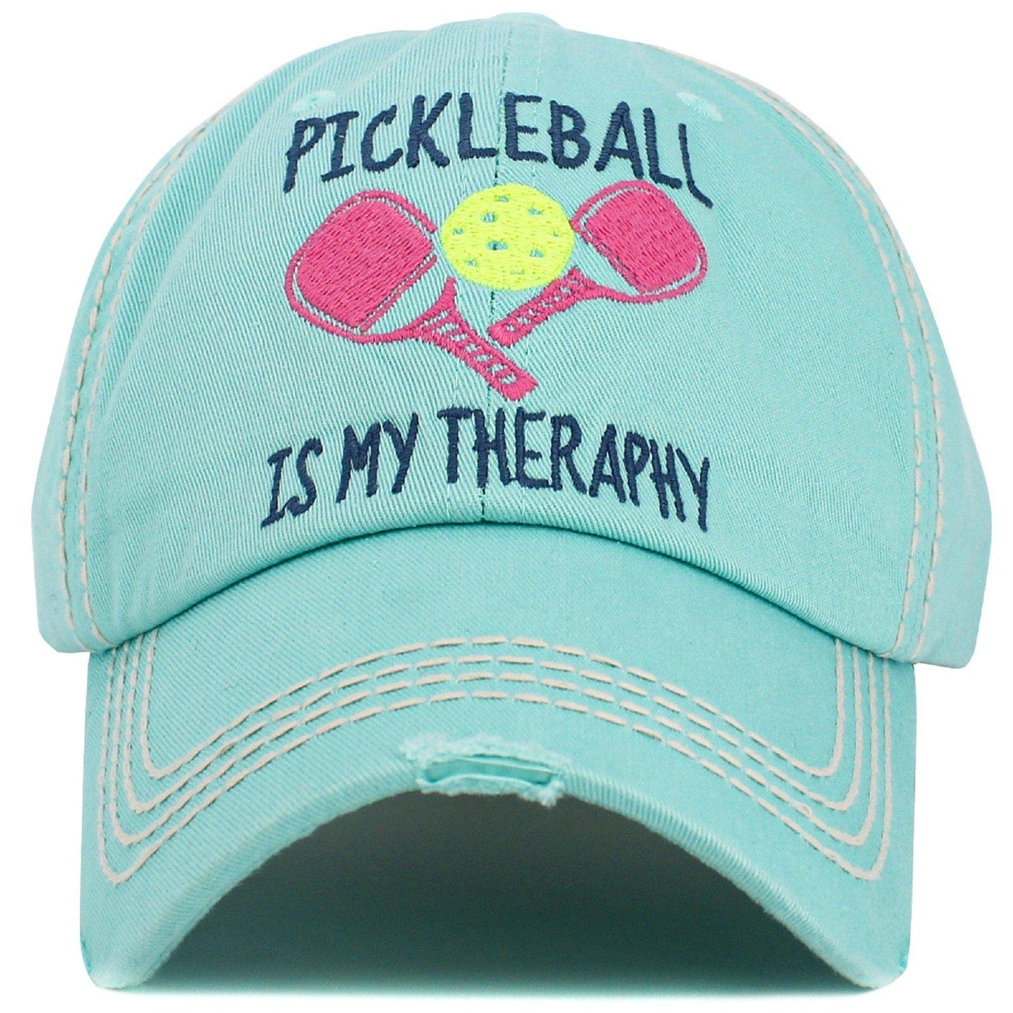 KBV1551 Pickleball Therapy Washed Vintage Cap: Black