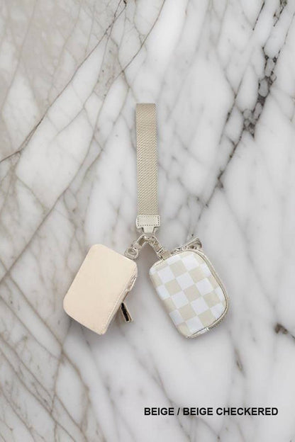 ,.._ SI-26443 Dual Pouch Wristlet Keychain Wallet: WHITE/MINT-169228 / OS