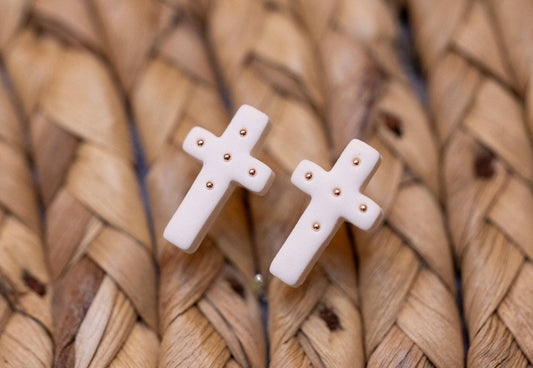 Beaded Cross Studs