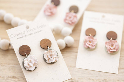 Carnation Dangles: Warm Ivory