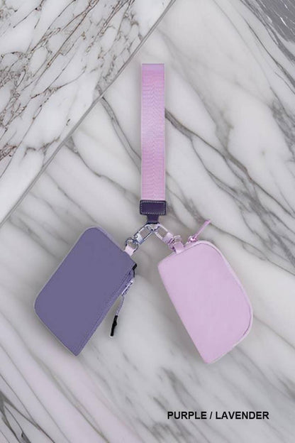 ,.._ SI-26443 Dual Pouch Wristlet Keychain Wallet: WHITE/MINT-169228 / OS