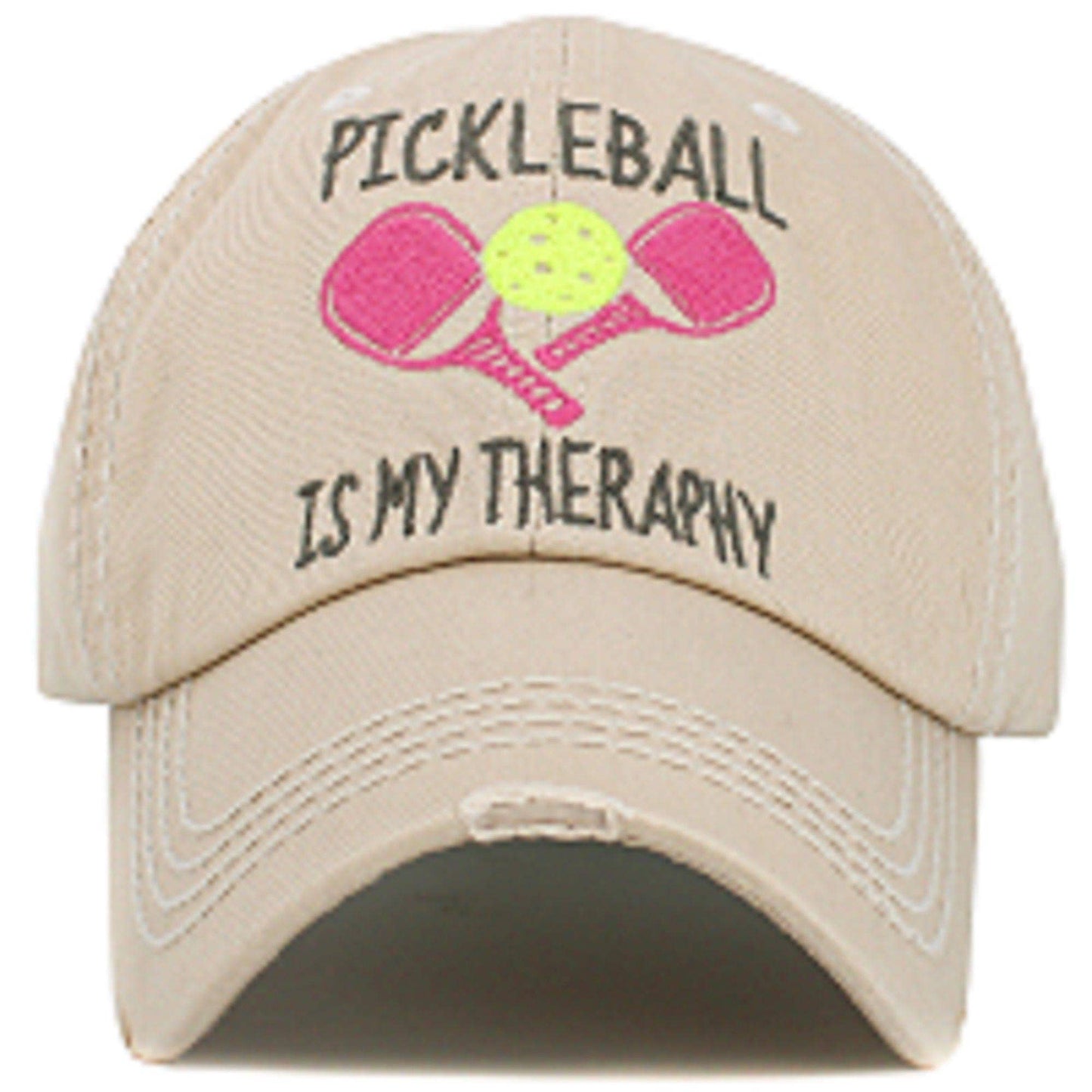 KBV1551 Pickleball Therapy Washed Vintage Cap: Black