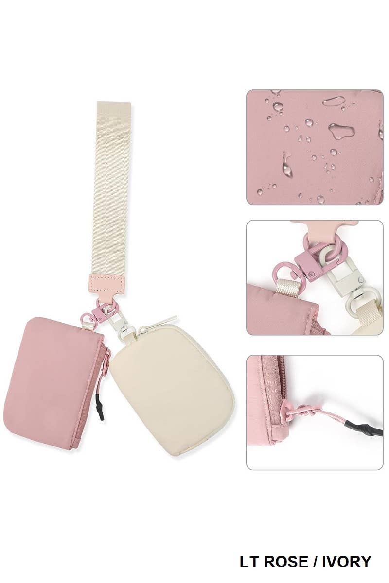,.._ SI-26443 Dual Pouch Wristlet Keychain Wallet: WHITE/MINT-169228 / OS