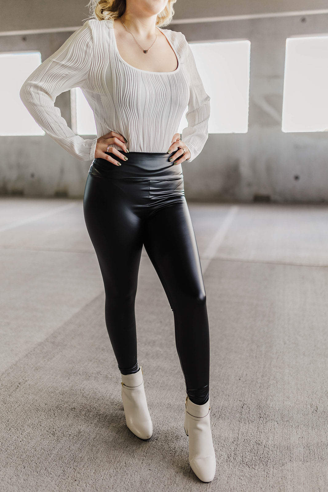 High Waist Faux Leather Leggings Pants