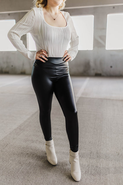 High Waist Faux Leather Leggings Pants