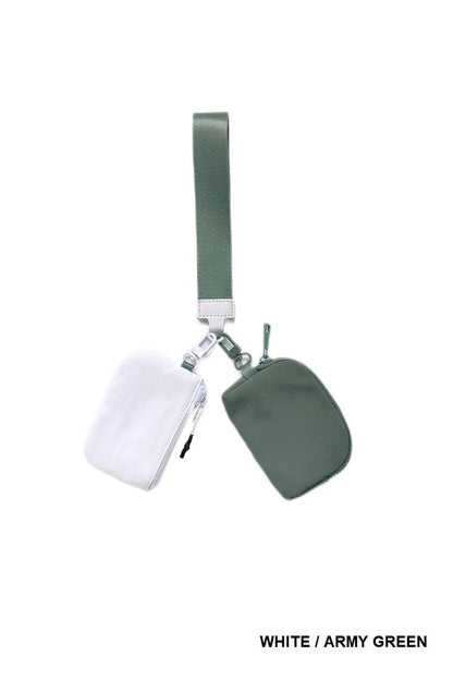 ,.._ SI-26443 Dual Pouch Wristlet Keychain Wallet: WHITE/MINT-169228 / OS