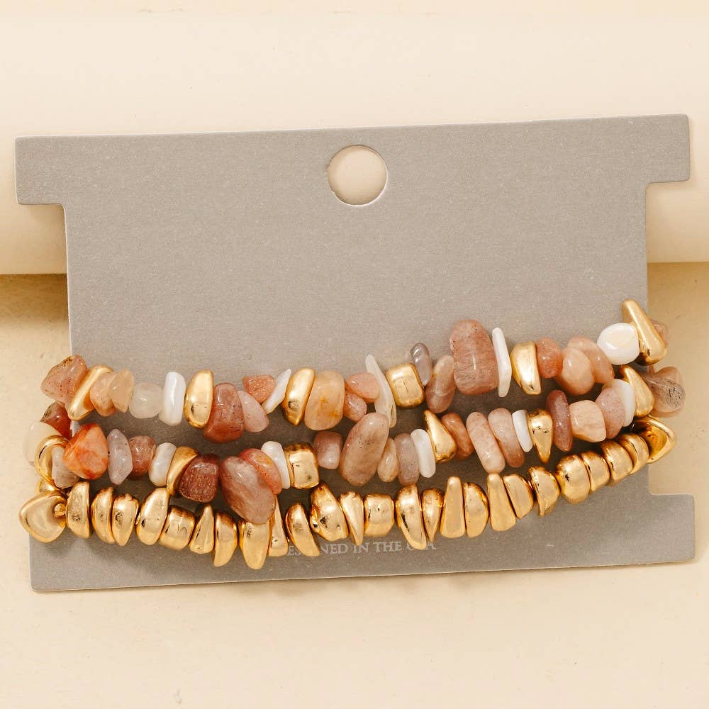 Assorted Semi Precious Stone Bead Bracelet Set: GPK