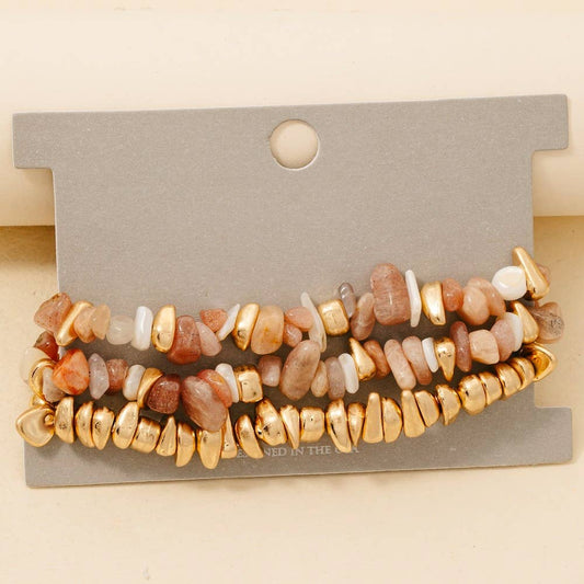 Assorted Semi Precious Stone Bead Bracelet Set: GPK