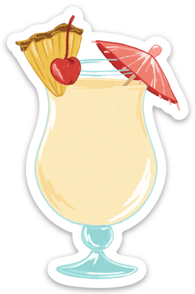 Pina Colada Sticker, 3x1.75in