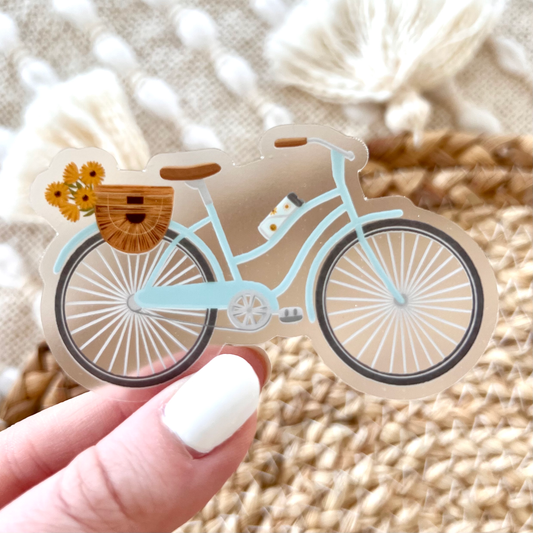 Clear Blue Bicycle Sticker, 3 in. x 1.8 in.