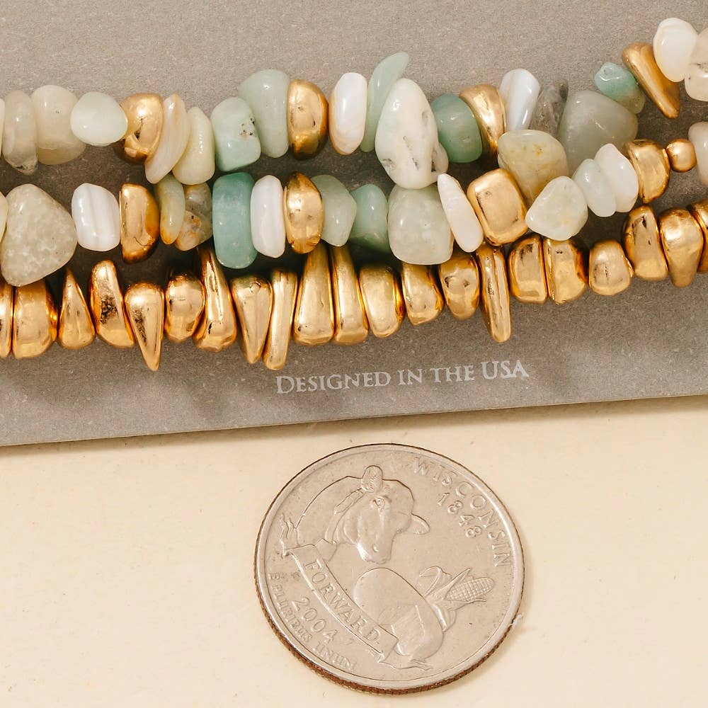 Assorted Semi Precious Stone Bead Bracelet Set: GPK