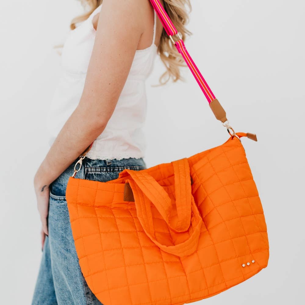 Day Dreamer Quilted Tote Bag: Orange