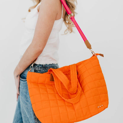 Day Dreamer Quilted Tote Bag: Orange