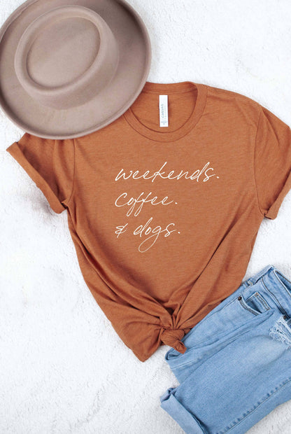WEEKENDS COFFEE AND DOGS Graphic T-Shirt: BLACK / L