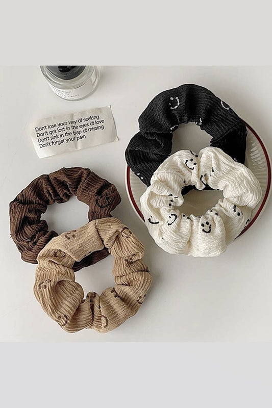 ..._ SI-25752 Smiley Face Hair Scrunchies, 4 Inch: BROWN-164100 / OS