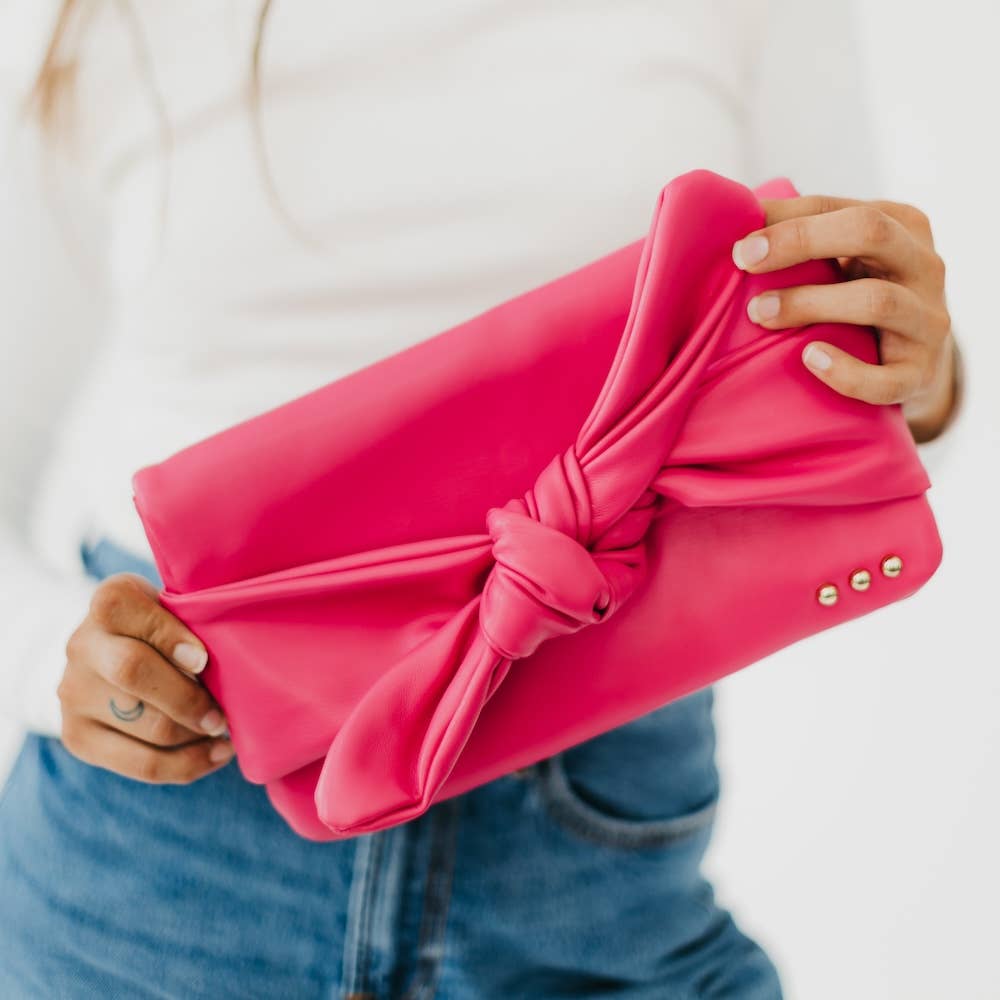 Billie Bow Clutch Crossbody Bag : Fuchsia