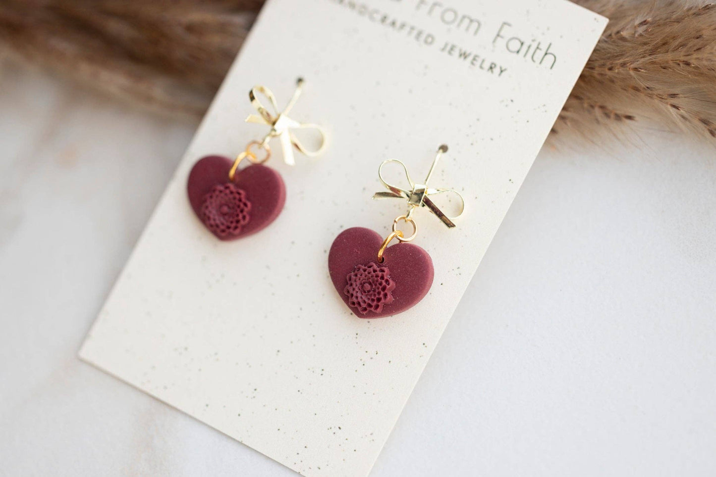 Minimalist Bow Heart Dangles: Love Bird