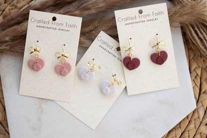 Minimalist Bow Heart Dangles: Love Bird