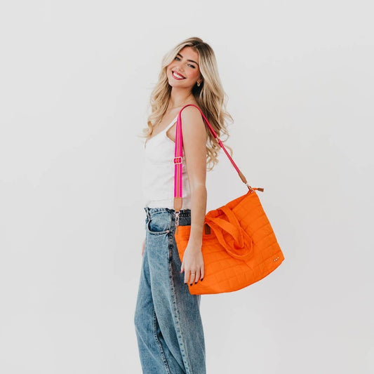 Day Dreamer Quilted Tote Bag: Orange