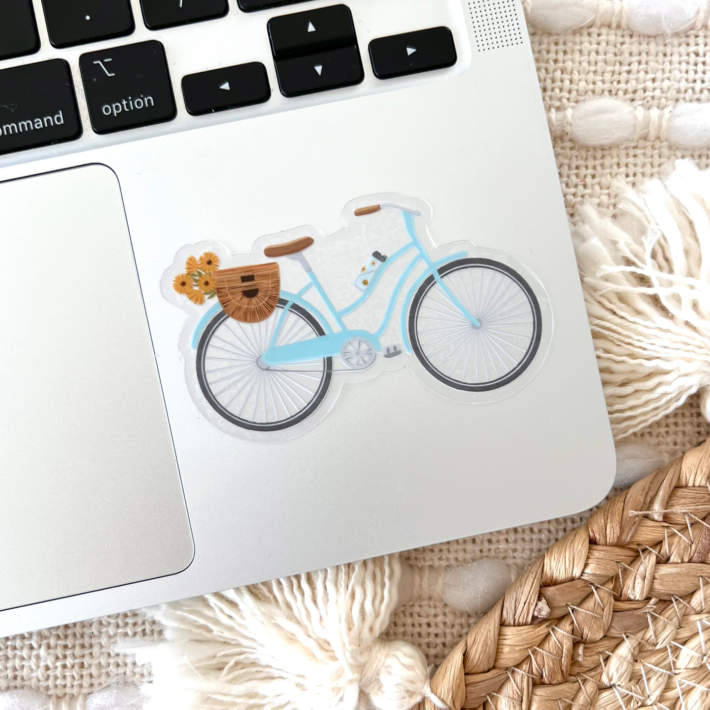 Clear Blue Bicycle Sticker, 3 in. x 1.8 in.