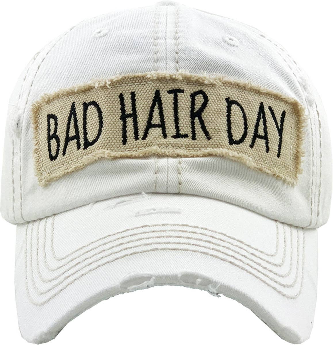 KBV1073 'BAD HAIR DAY' Distressed Cotton Cap: Hot Pink