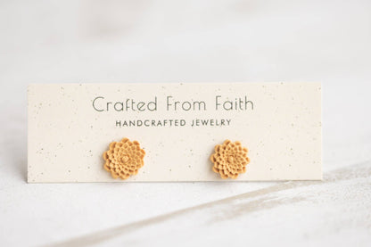 Embossed Floral Studs: Rose - Dusty Lavendar
