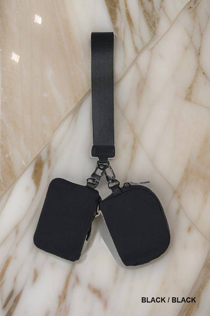 ,.._ SI-26443 Dual Pouch Wristlet Keychain Wallet: WHITE/MINT-169228 / OS