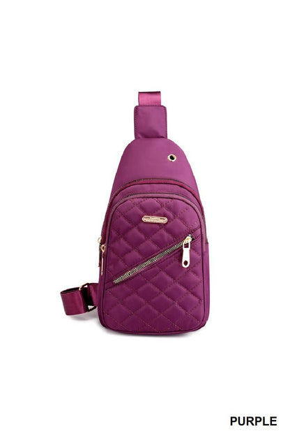",...SI-26305 Quilted Multi Pocket Crossbody Sling Bag: PINK-168194 / OS