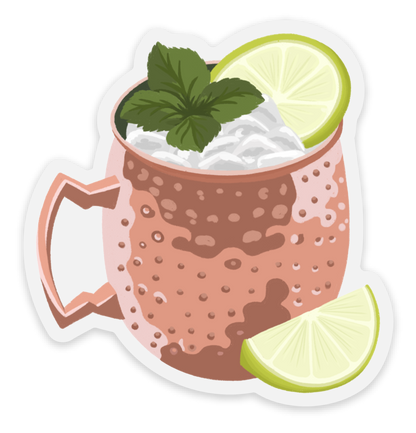 Moscow Mule Cocktail Sticker, 3x2.75in
