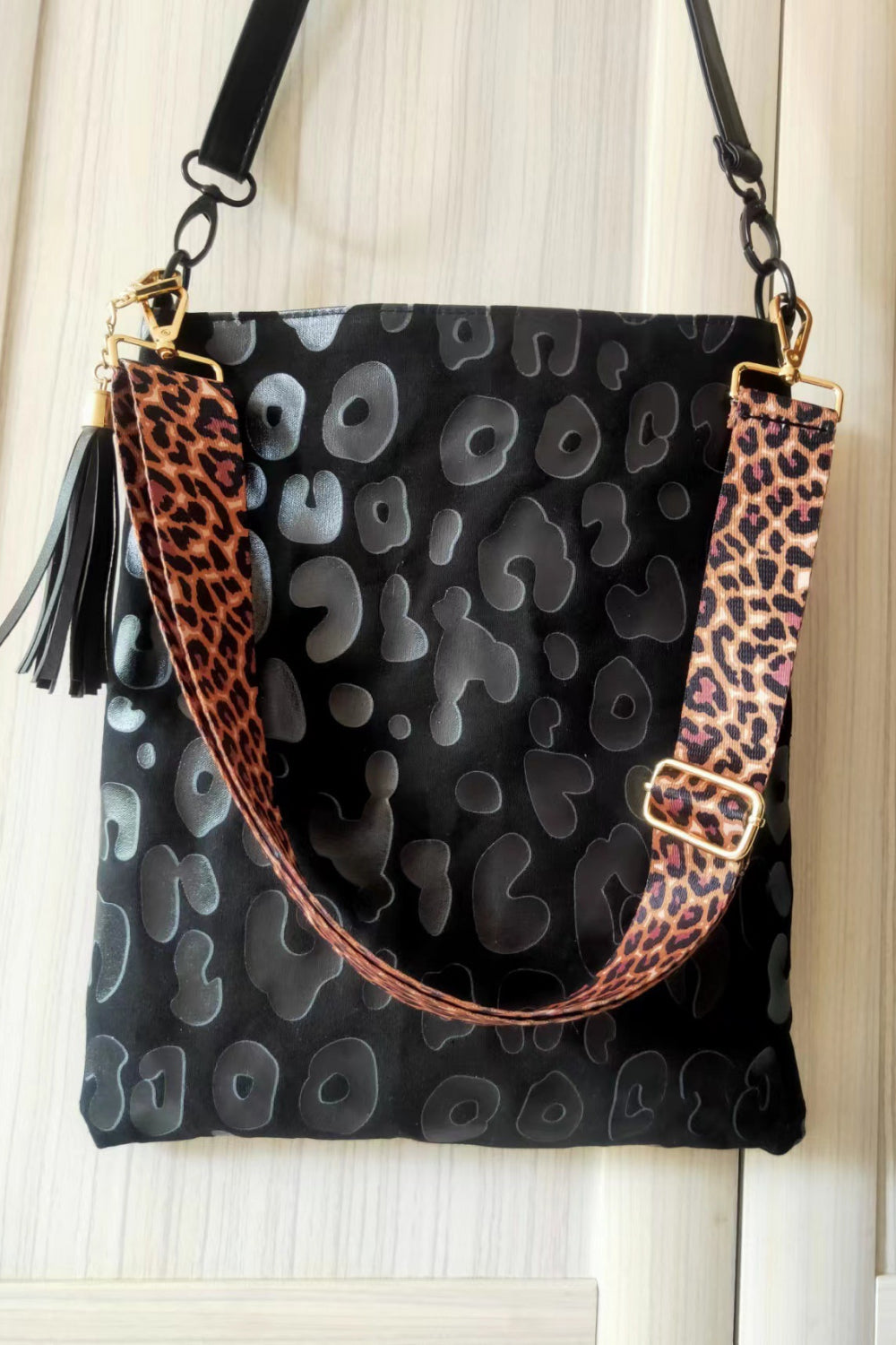 Leather Shoulder Bag with Tassel